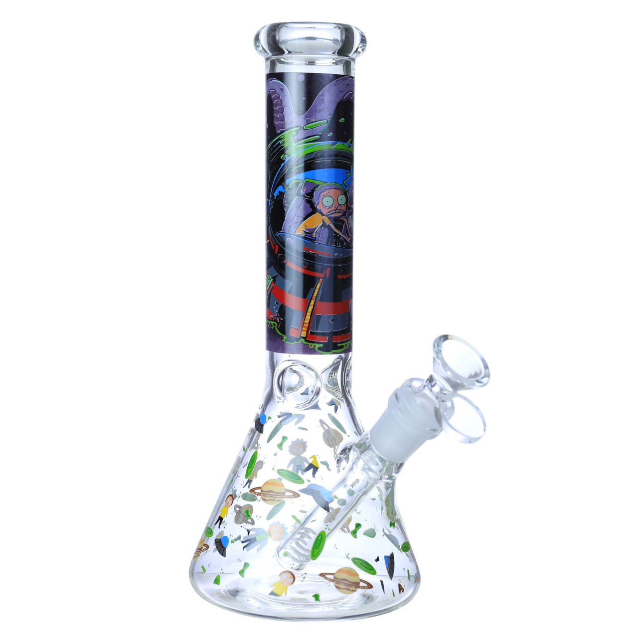 PREMIUM GLASS RICK N MORTY UNIVERSAL DESIGN BEAKER 10" WATERPIPE (WP-622)